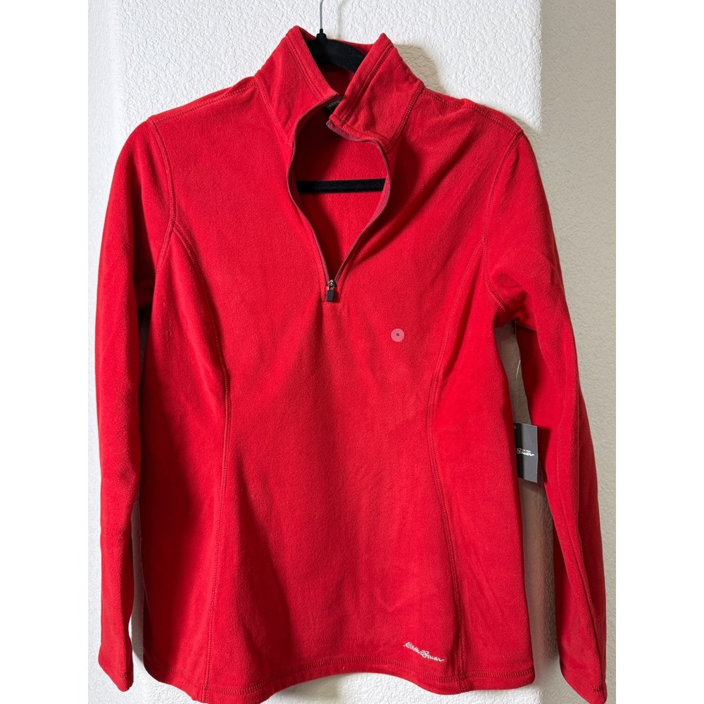 Eddie Bauer Quest Fleece 1/4 Zip Scarlet Red S NWT Gorpcore Granola Athletic Fit